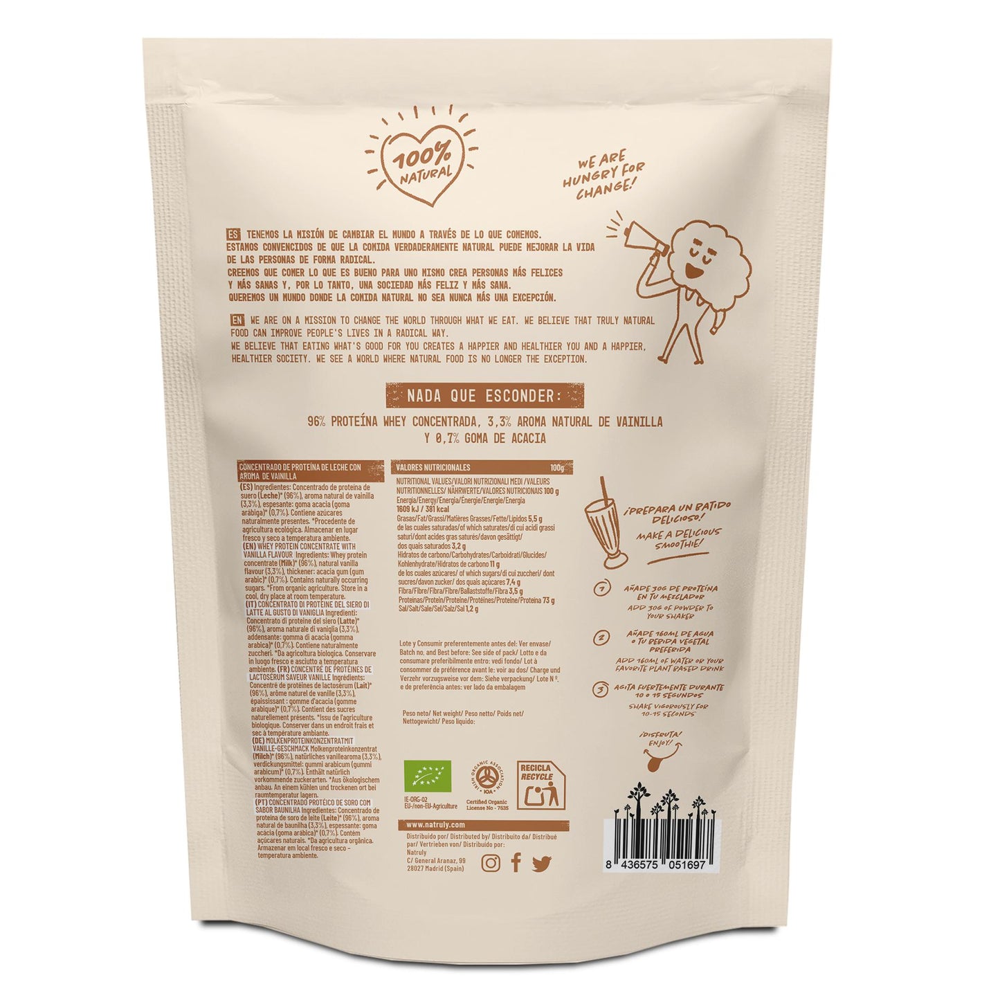 Natruly Molkenprotein Vanille, 350 g