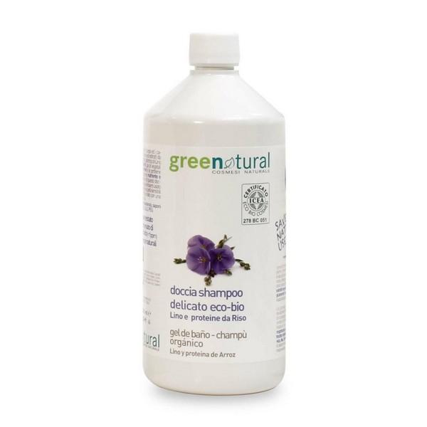 Greenatural Delicate Care Linen and Rice Shower Gel and Shampoo 1 L
