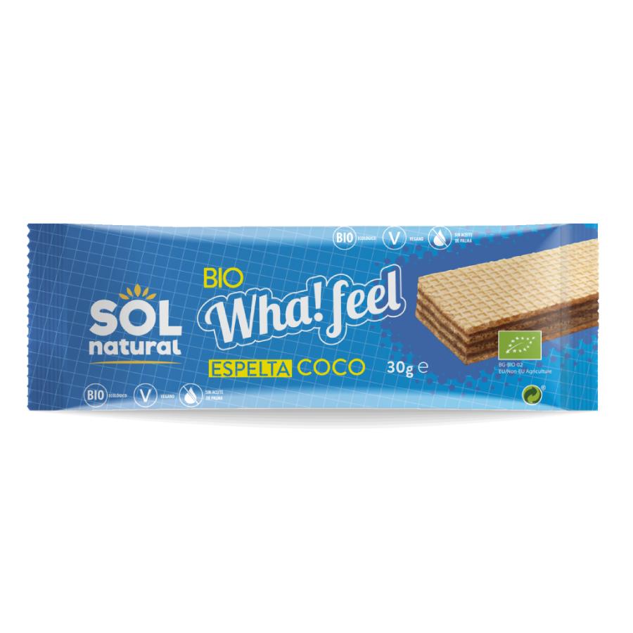Wha Feel snack bio à l'épeautre et à la noix de coco Sol Natural 30 g