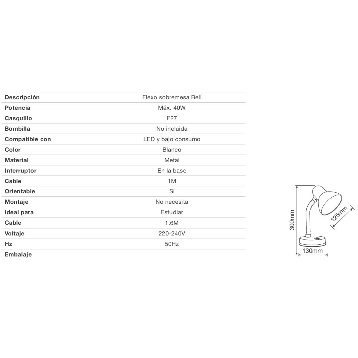 Bell E27 40 W Grey Table Lamp
