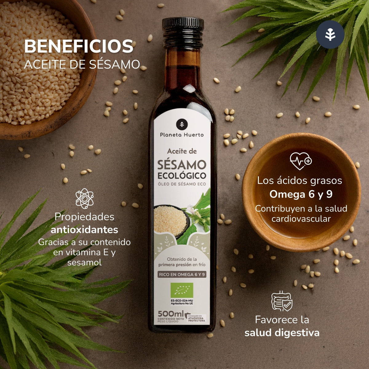 Kallpressad sesamolja ECO Planeta Huerto 500 ml