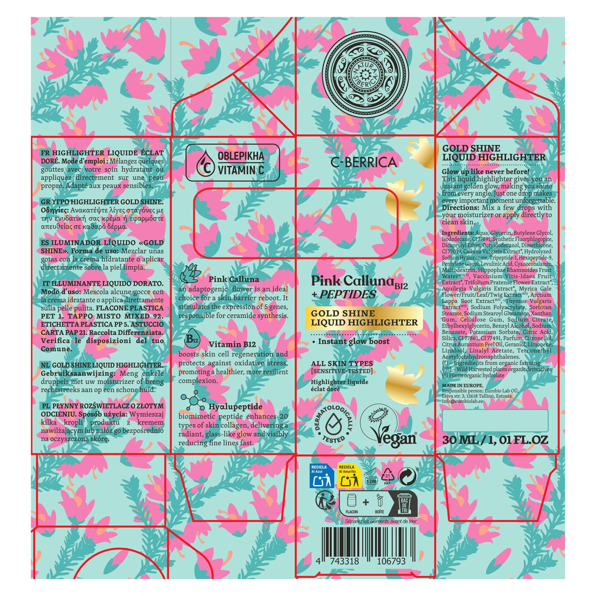 Flytande highlighter «Gold Shine» Natura Siberica 30 ml