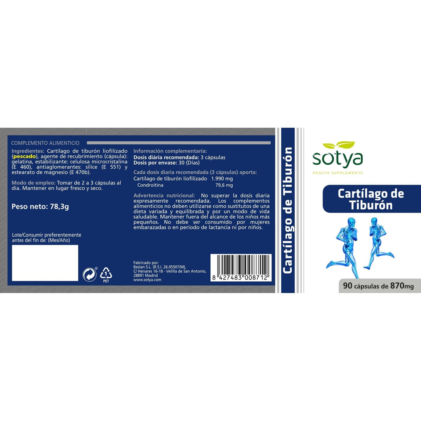 Cartilagine di squalo 750 mg Sotya, 90 capsule