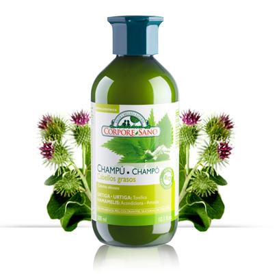 Shampooing pour cheveux gras à l'ortie, à l'hamamélis et au citron vert Corpore Sano 300 ml