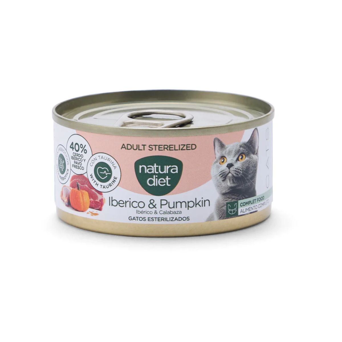 Natura Diet Cat Sterilized Iberisch en pompoen 85 g Natvoer voor gesteriliseerde katten