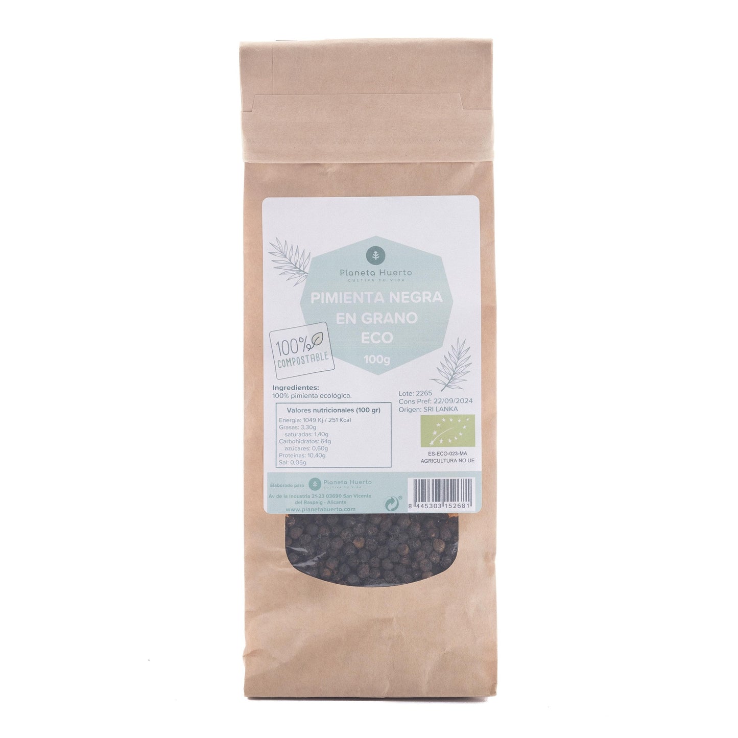 Svartpepparkorn ECO Planeta Huerto 100 g