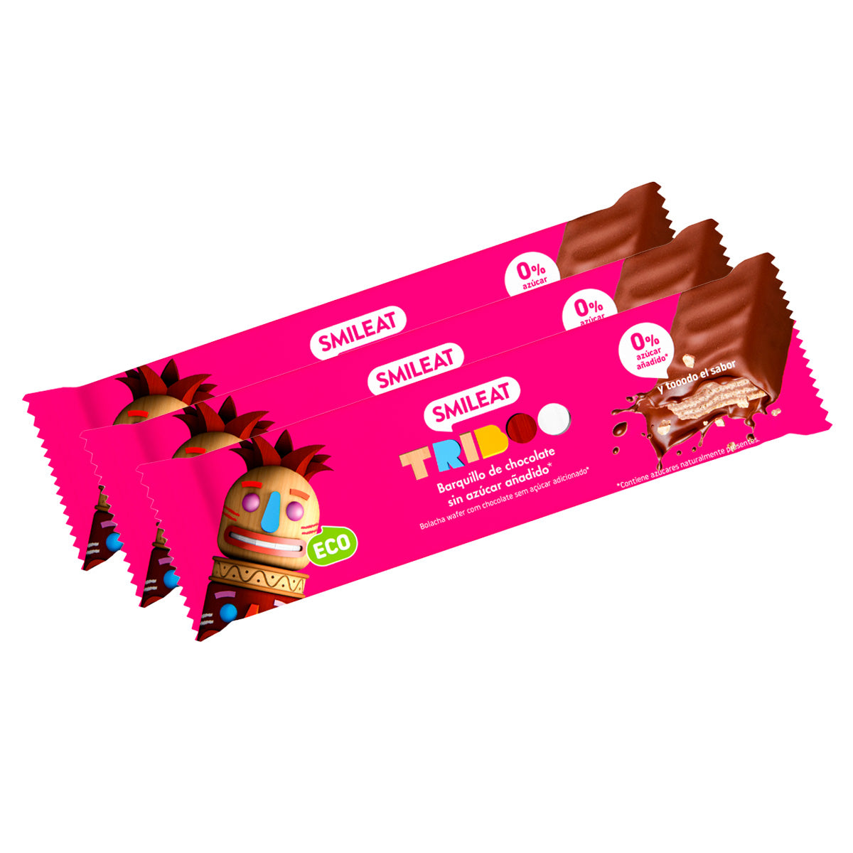 Pack of 3 ECO Smileat filled and cocoa-coated bars 40 g