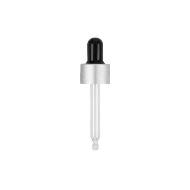 Pipette compte-gouttes noire - argent avec filetage 18 mm pour bouteille en verre, Camassia 50 ml