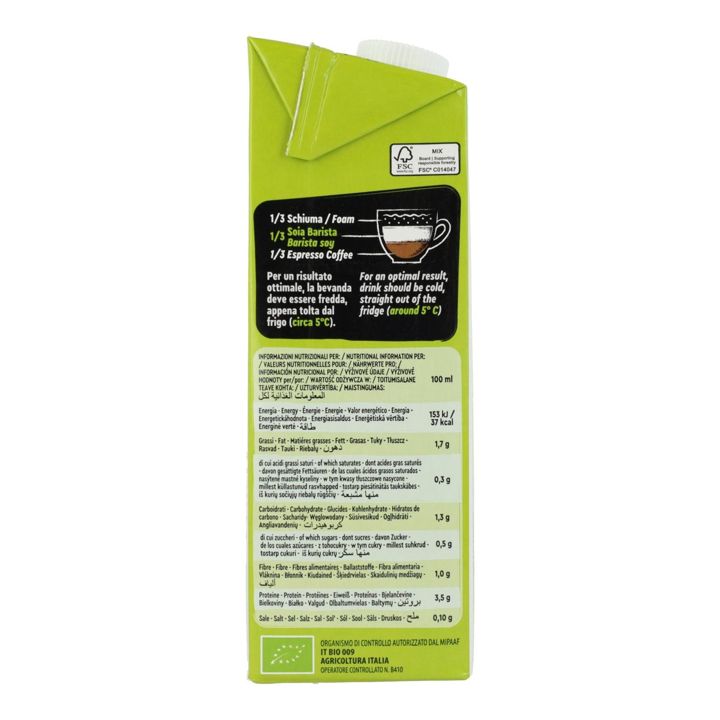 Boisson au soja Barista sans gluten BIO Vitariz 1 L