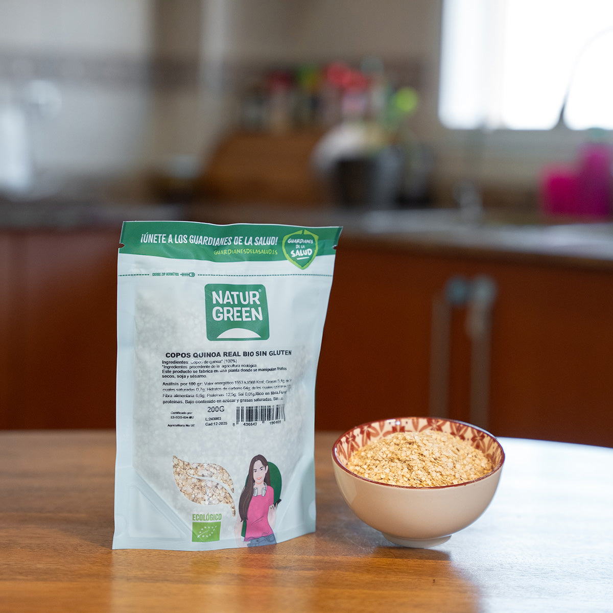 Glutenfria ekologiska quinoaflingor NaturGreen 200 g