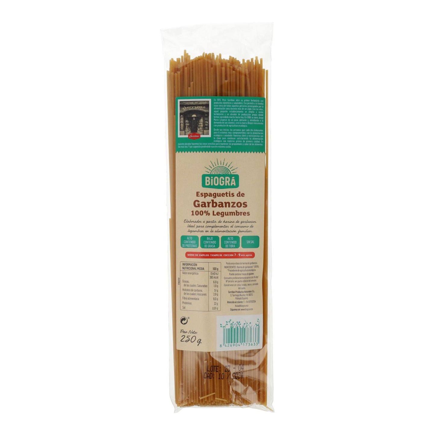 Biográ Organic Chickpea Spaghetti 250 g