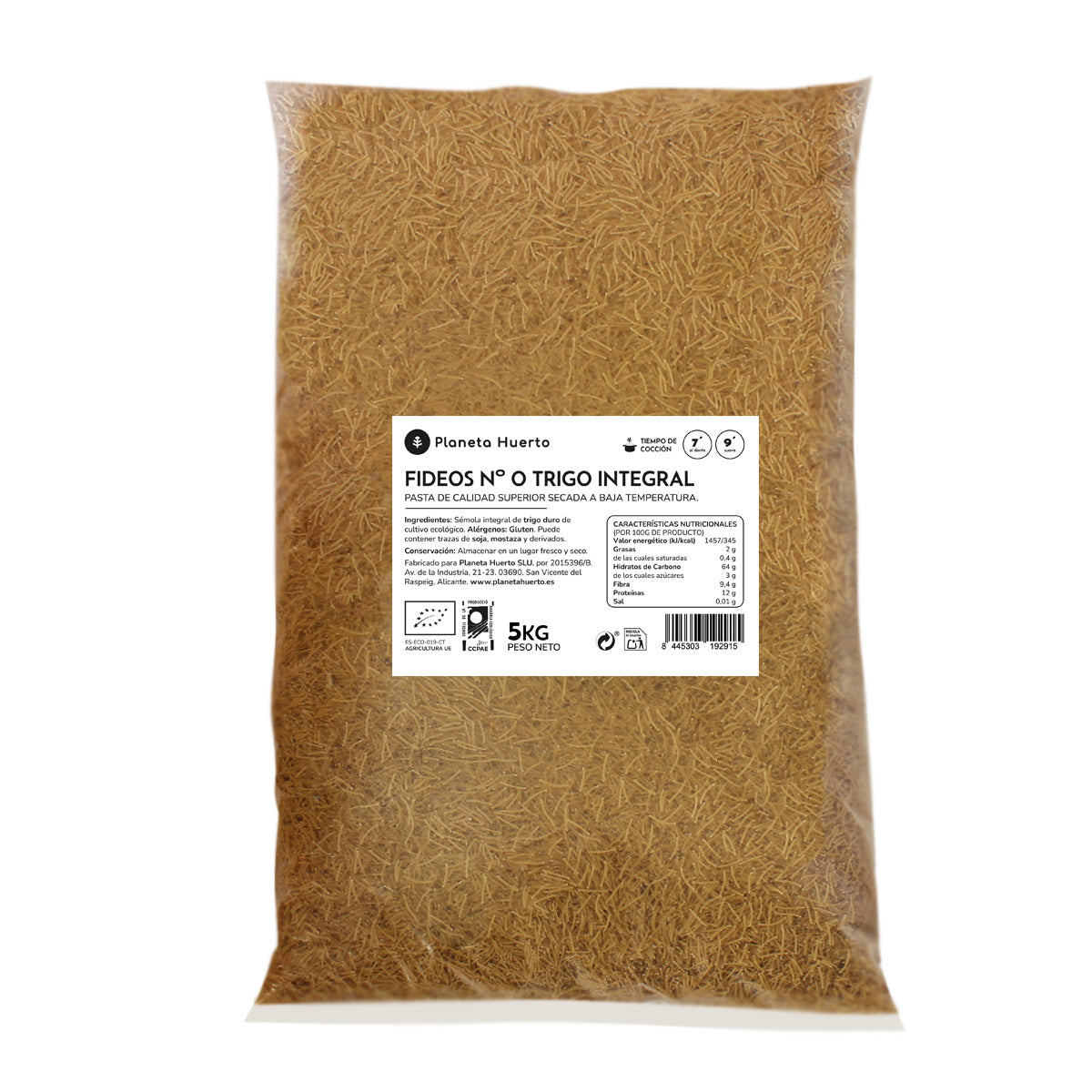 Makaron nr 0 z pełnoziarnistej pszenicy ECO Planeta Huerto 5 kg