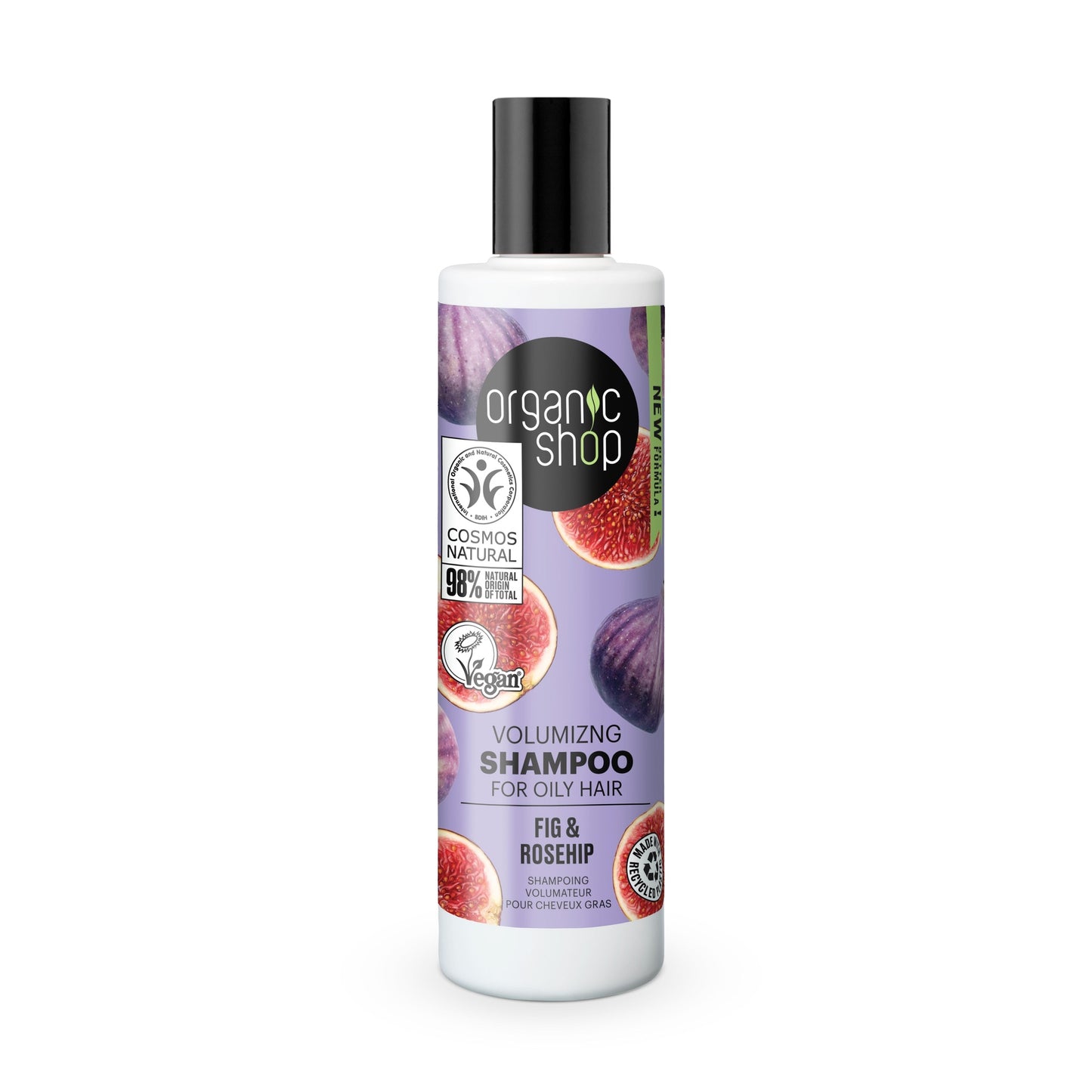 Volumenshampoo für fettiges Haar mit Feige und Hagebutte, 280 ml. Organic Shop