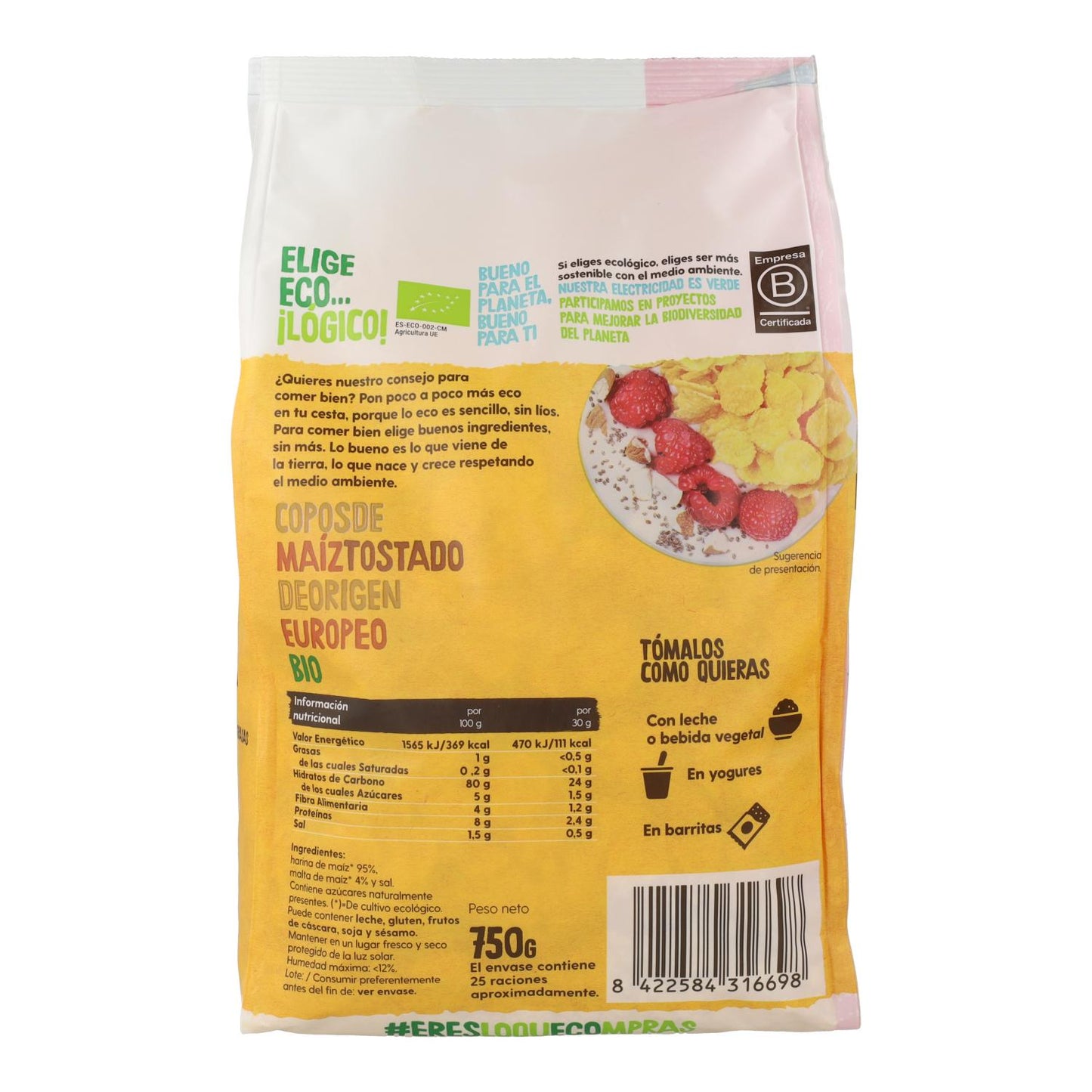 Maxi Pack Copos De Maiz Tostado Bio Ecocesta 750gr