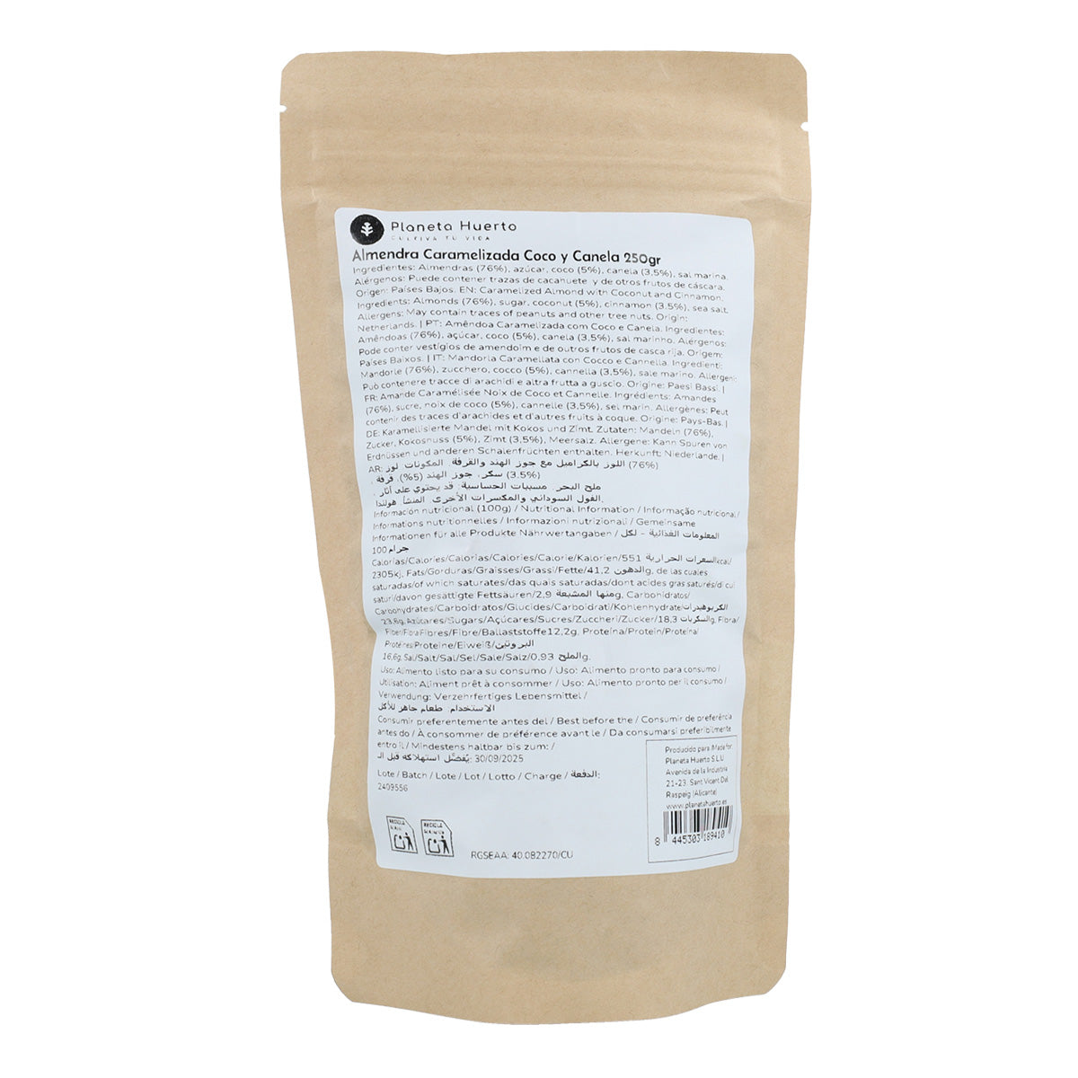 Amandes avec noix de coco et cannelle Planeta Huerto 250gr