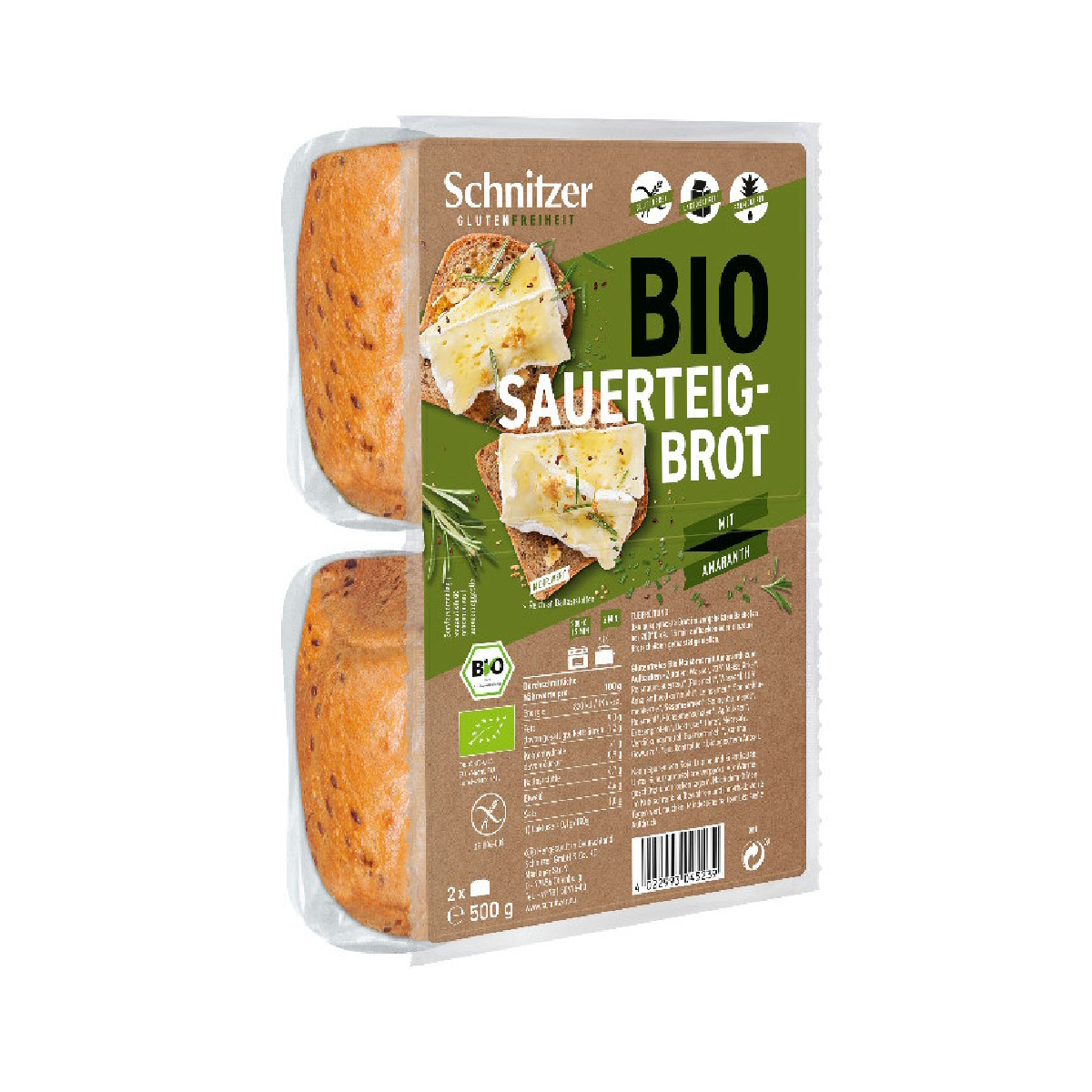 Pain de mie rustique à l'amarante biologique sans gluten Schnitzer 500 g