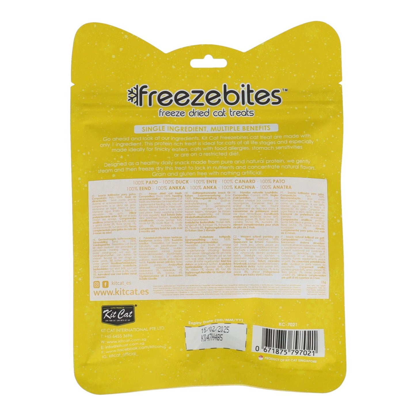 Zestaw Cat FreezeBites – kaczka 15 g Naturalna liofilizowana przekąska dla kotów