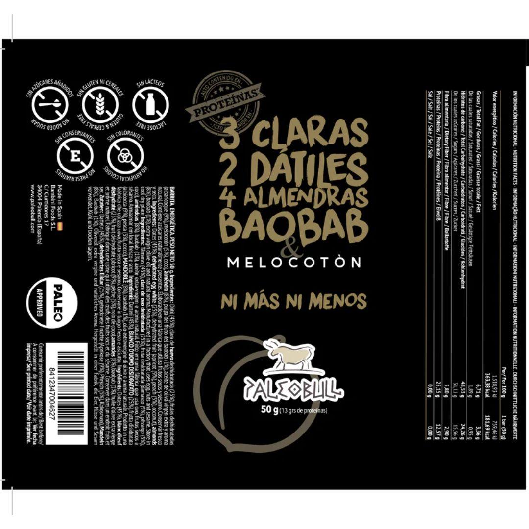 Paleobull Muscle Bar energy bar with peach, dates and almonds, 50 g