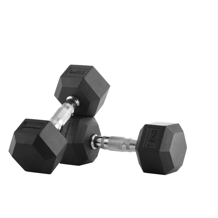 Gumowe hantle sześciokątne Bodytone (para) 2,5 kg