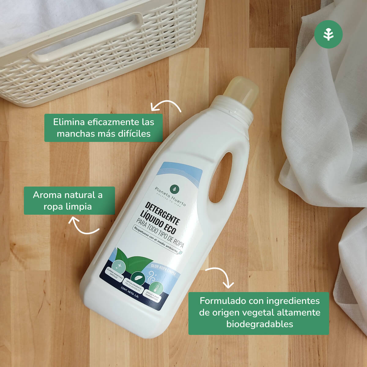 Förpackning 3xFlytande tvättmedel ECO Naturlig doft av ren tvätt Planet Garden 1,5 liter