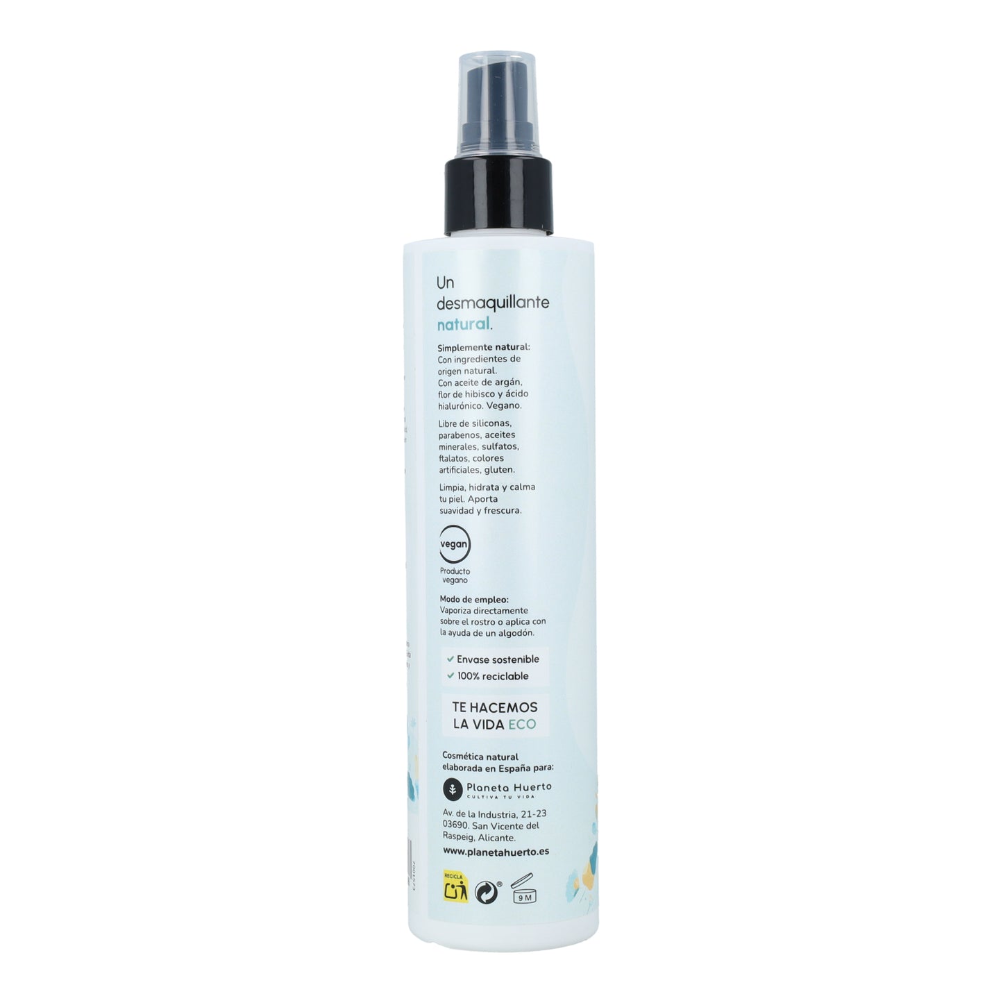 Eau micellaire nettoyante à l'acide hyaluronique Planeta Huerto 250 ml