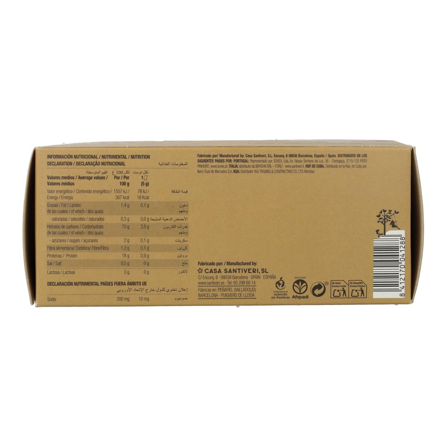 Tranches de pain grillées légères et croustillantes aux lentilles bio Santiveri 100 g