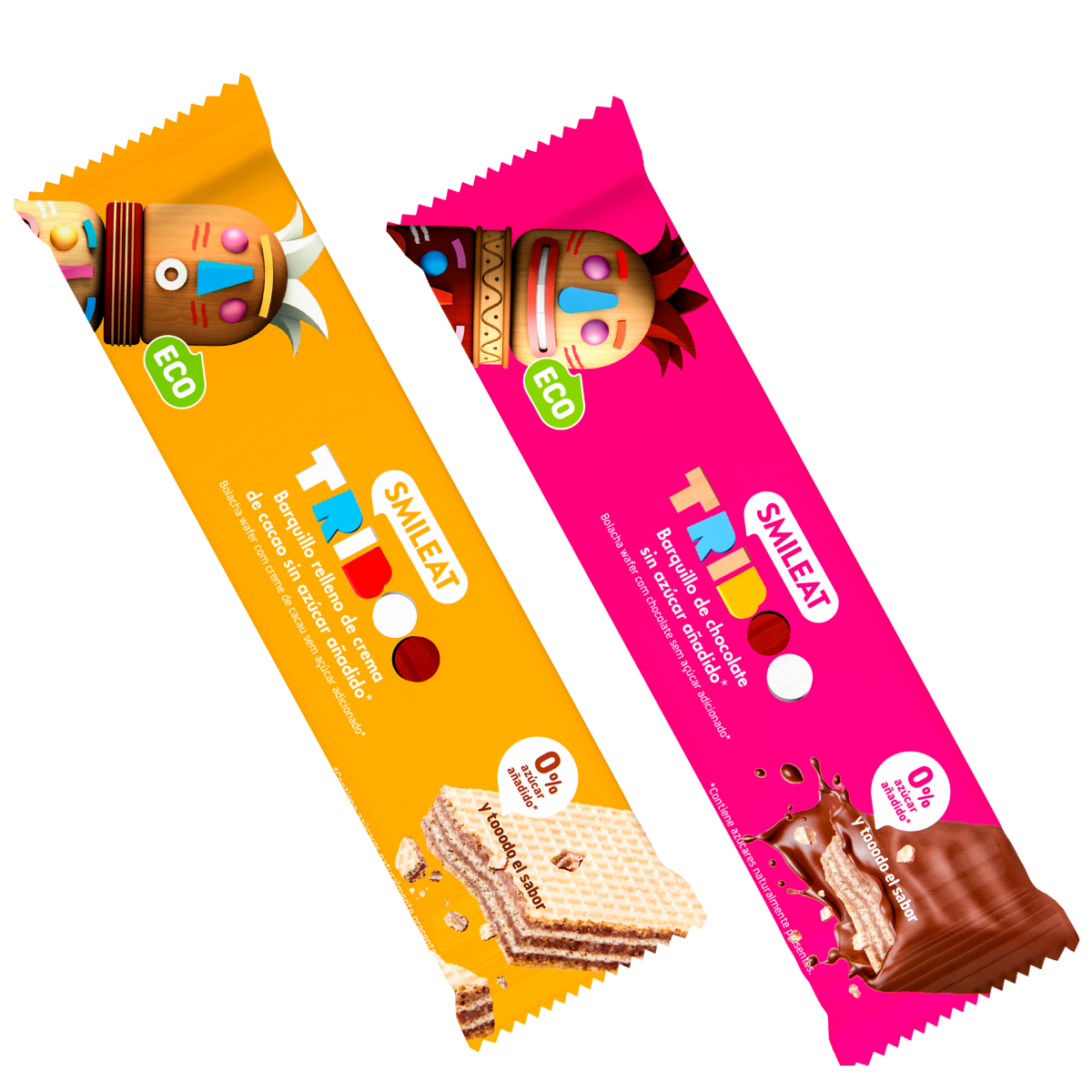 Pack of filled wafer bars + filled and coated with cocoa ECO Smileat 30 g (2 units)