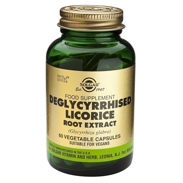 Glycyrrhizinevrije zoethoutwortelextract Solgar, 60 plantaardige capsules