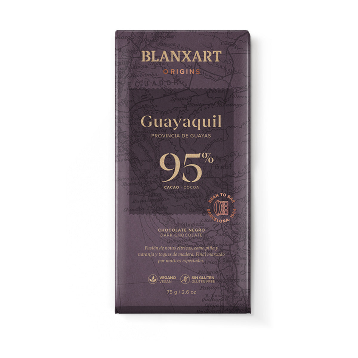 Guayaquil Eco Vegan Gluten-Free Dark Chocolate 95% Blanxart 75g