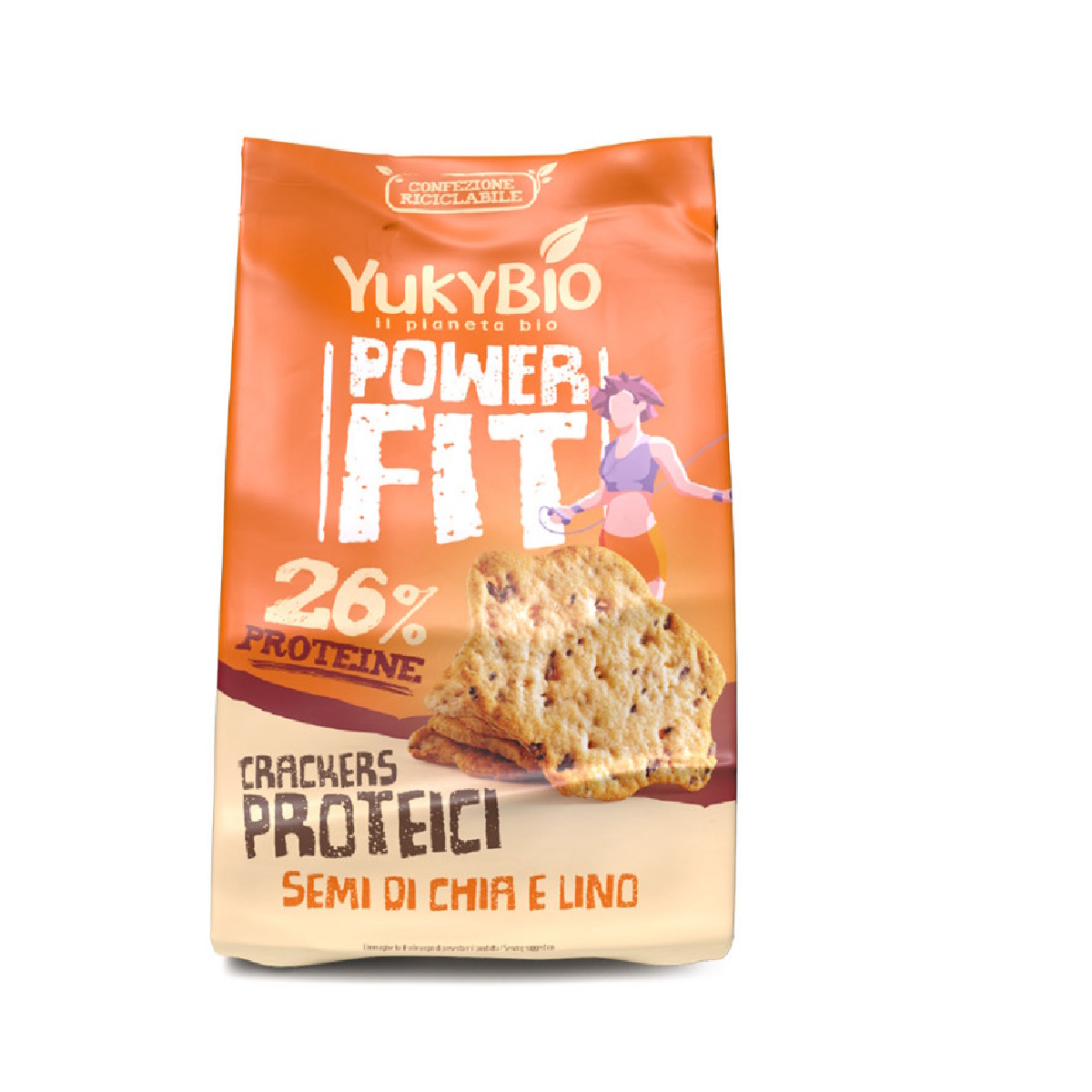 Krakersy proteinowe z nasionami chia i lnu Yukybio 200 g