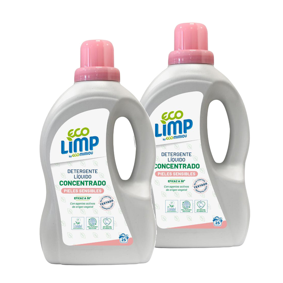 2er-Pack Flüssigwaschmittel für empfindliche Haut Mimidu ECO 25 Waschgänge