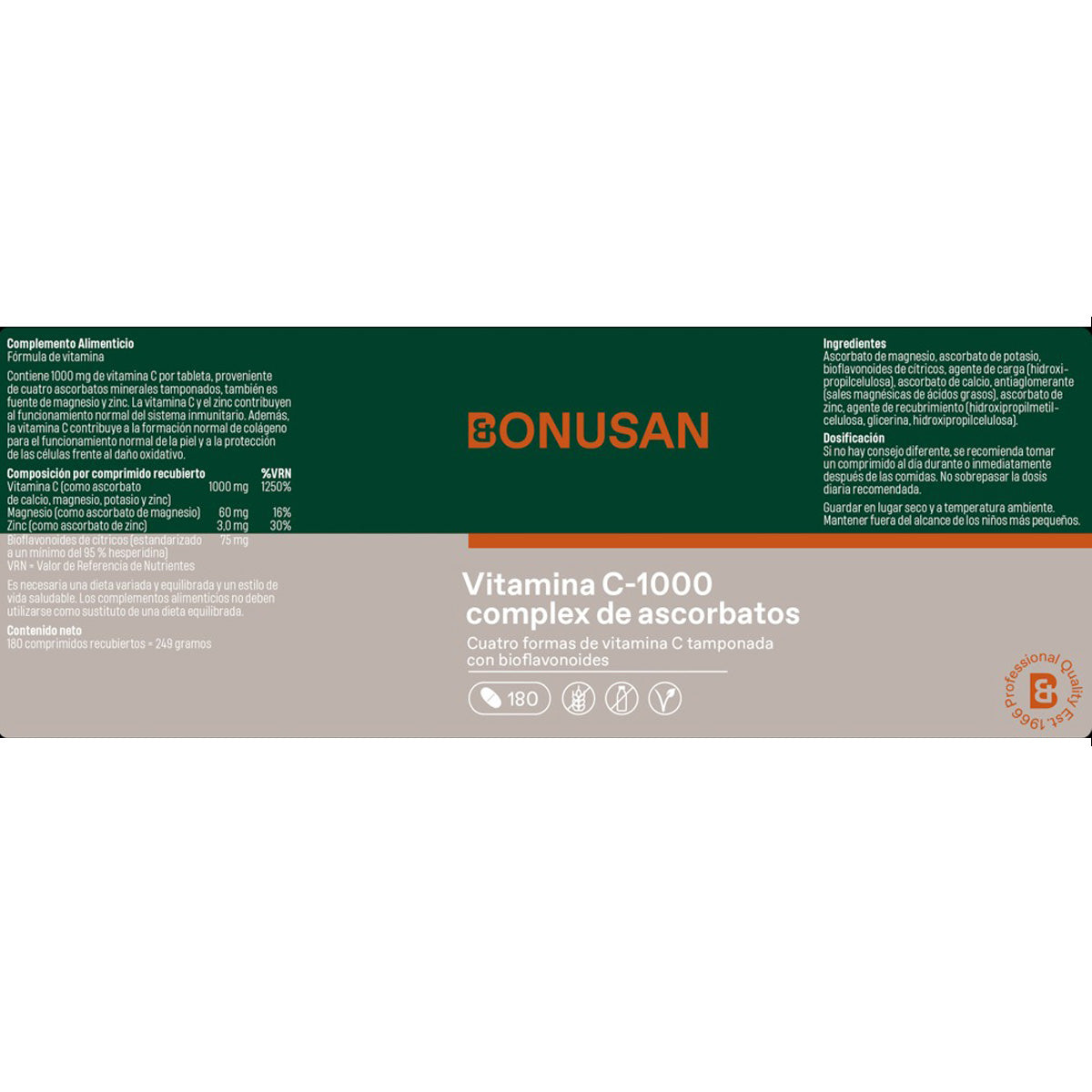 Kompleks witaminy C-1000 z askorbinianami Bonusan 180 tabletek