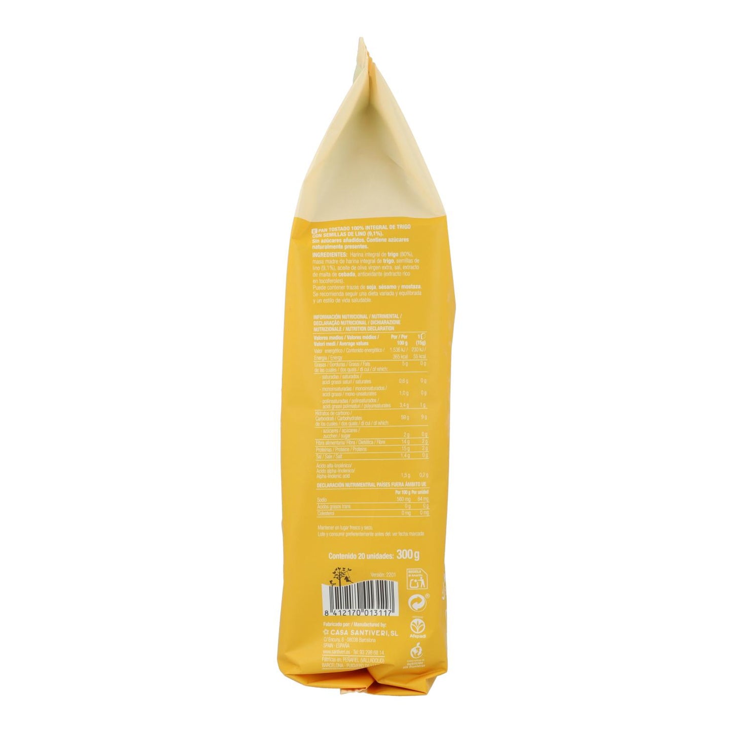 100 % fullkornsbröd med linfrön Santiveri 300 g