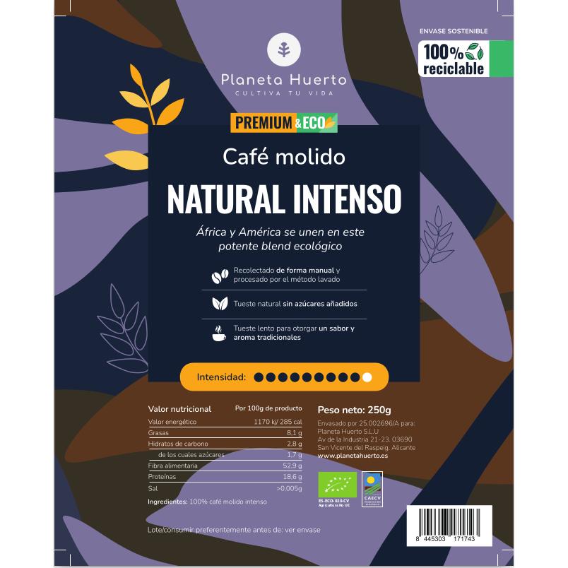 Intense natuurlijke Eco gemalen koffie Planeta Huerto 250 g