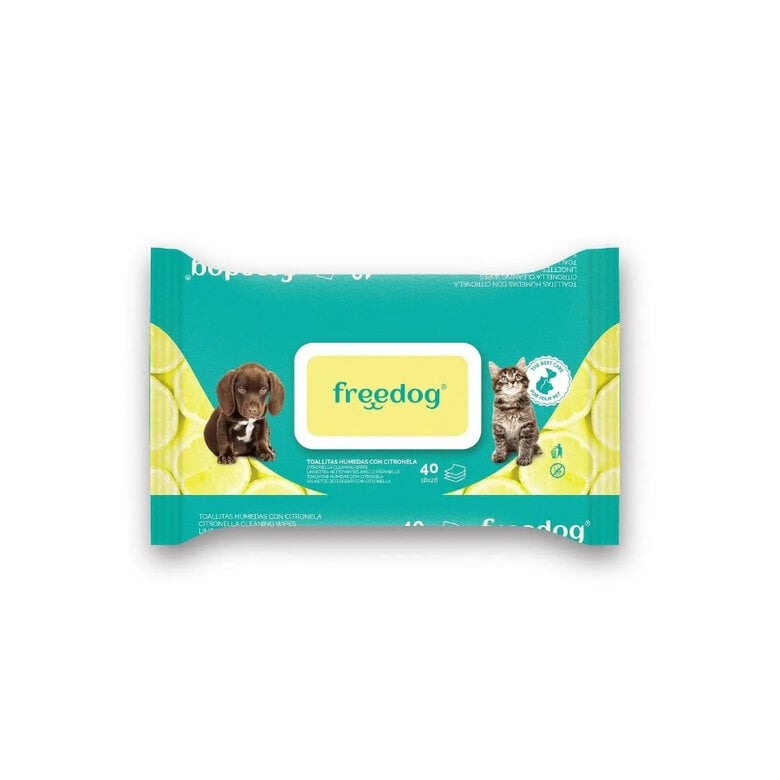 Lingettes humides à la citronnelle pour chiens et chats Freedog 40 unités