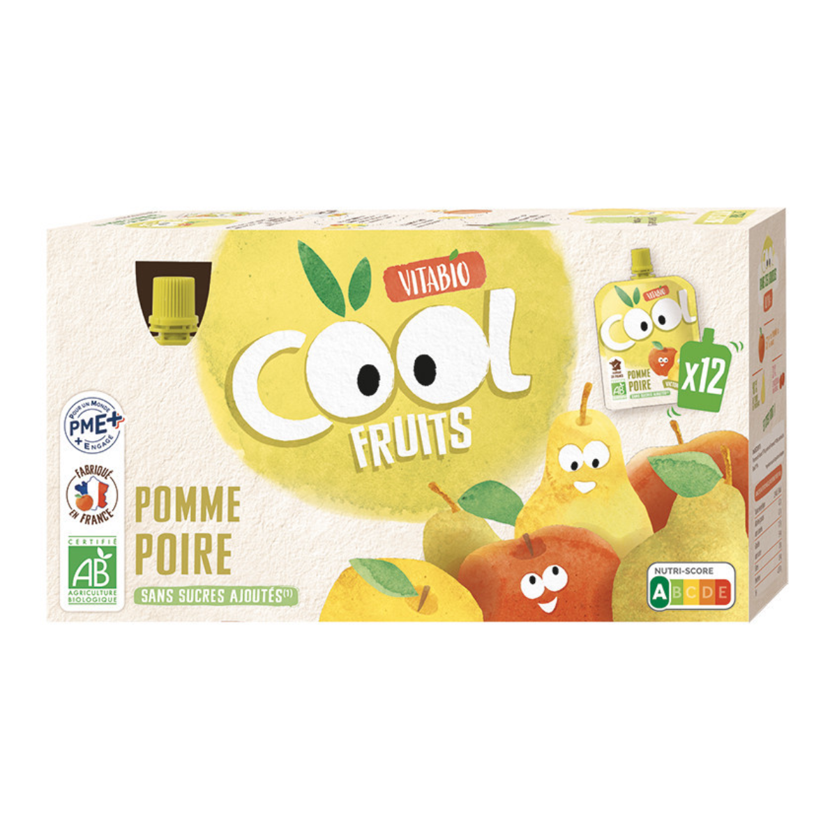 Förpackning med 12 st Cool Fruits Äpple Päron 90 g VITABIO