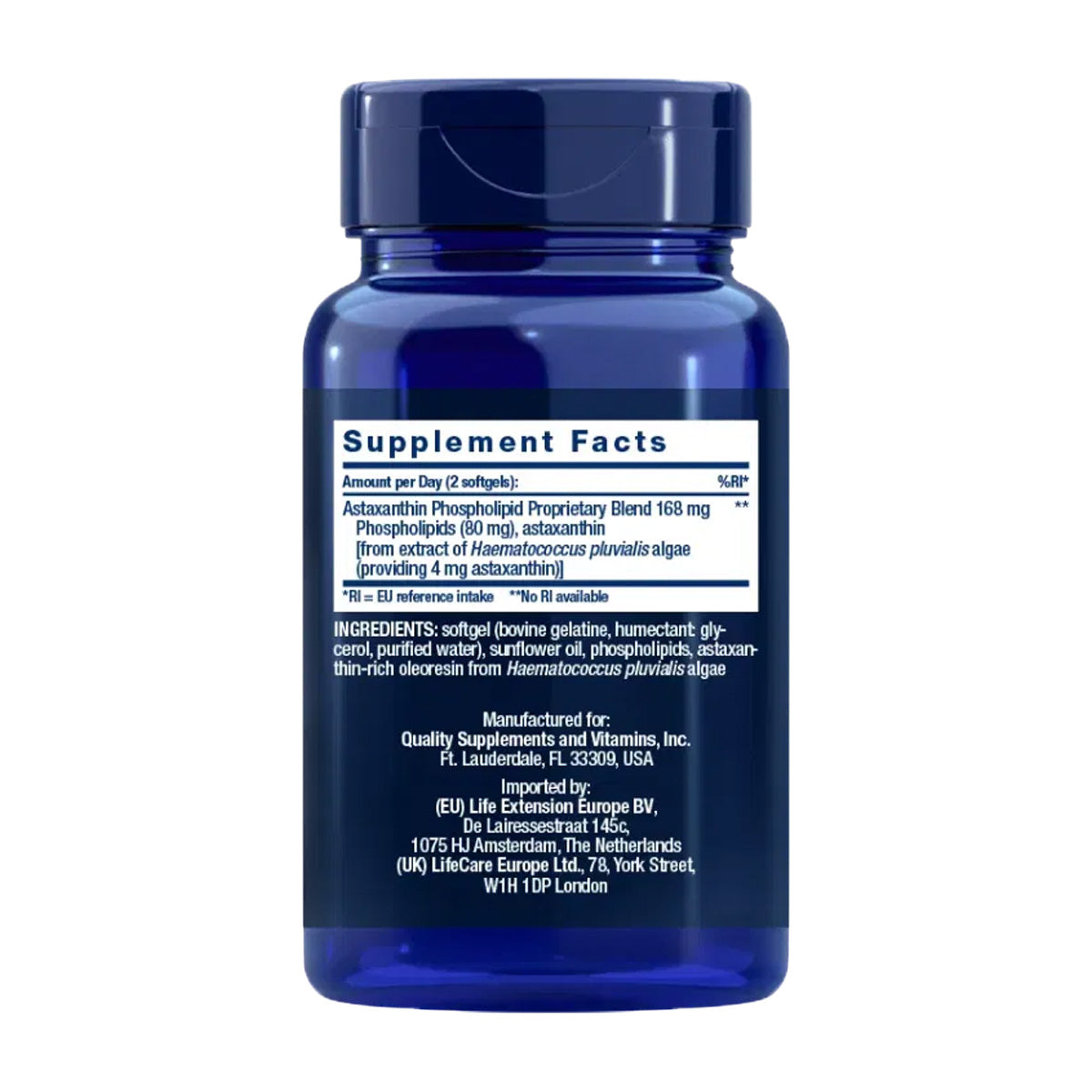 Astaxanthine avec phospholipides 4 mg, Life Extension 30 perles