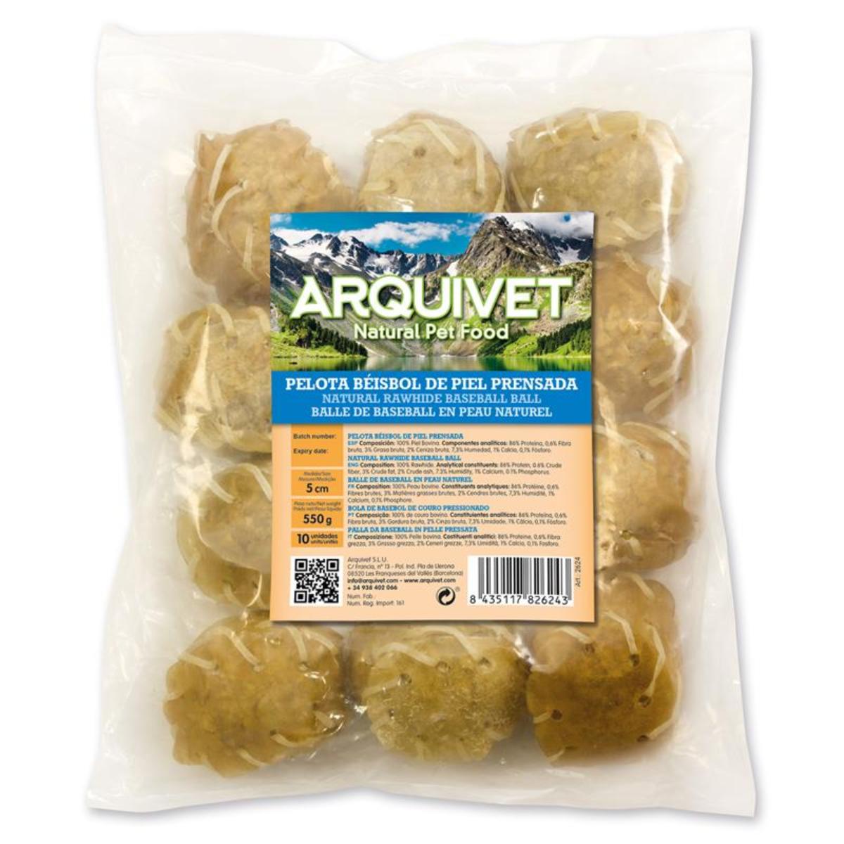 Snacks Baseballbollar av pressat läder för hundar Arquivet 10 st. 8 cm