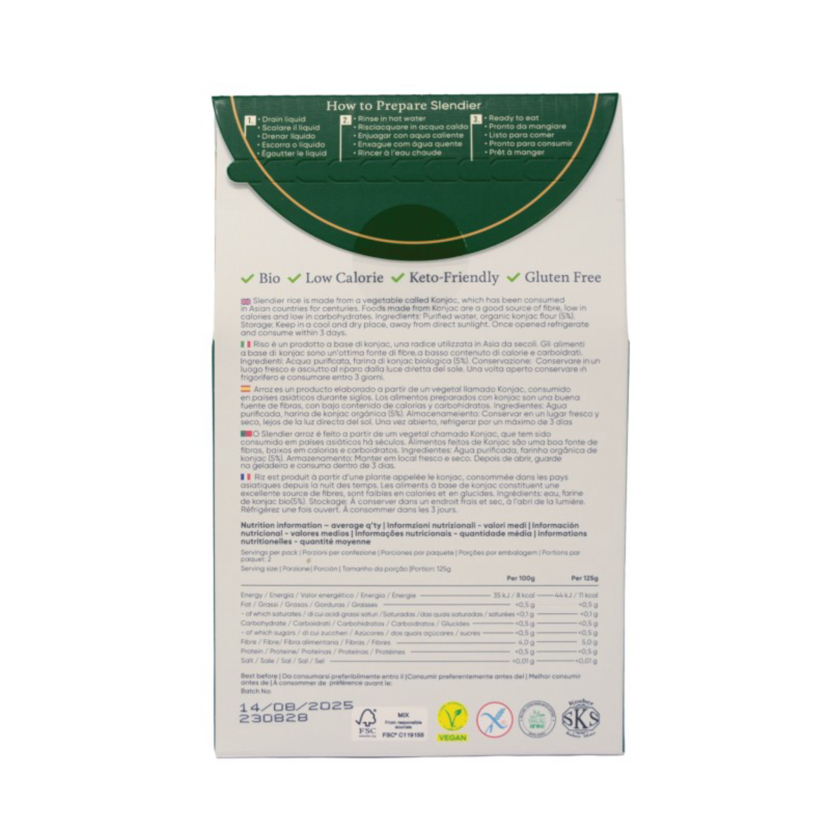 Pâte Konjac Riz bio Slendier 400 g