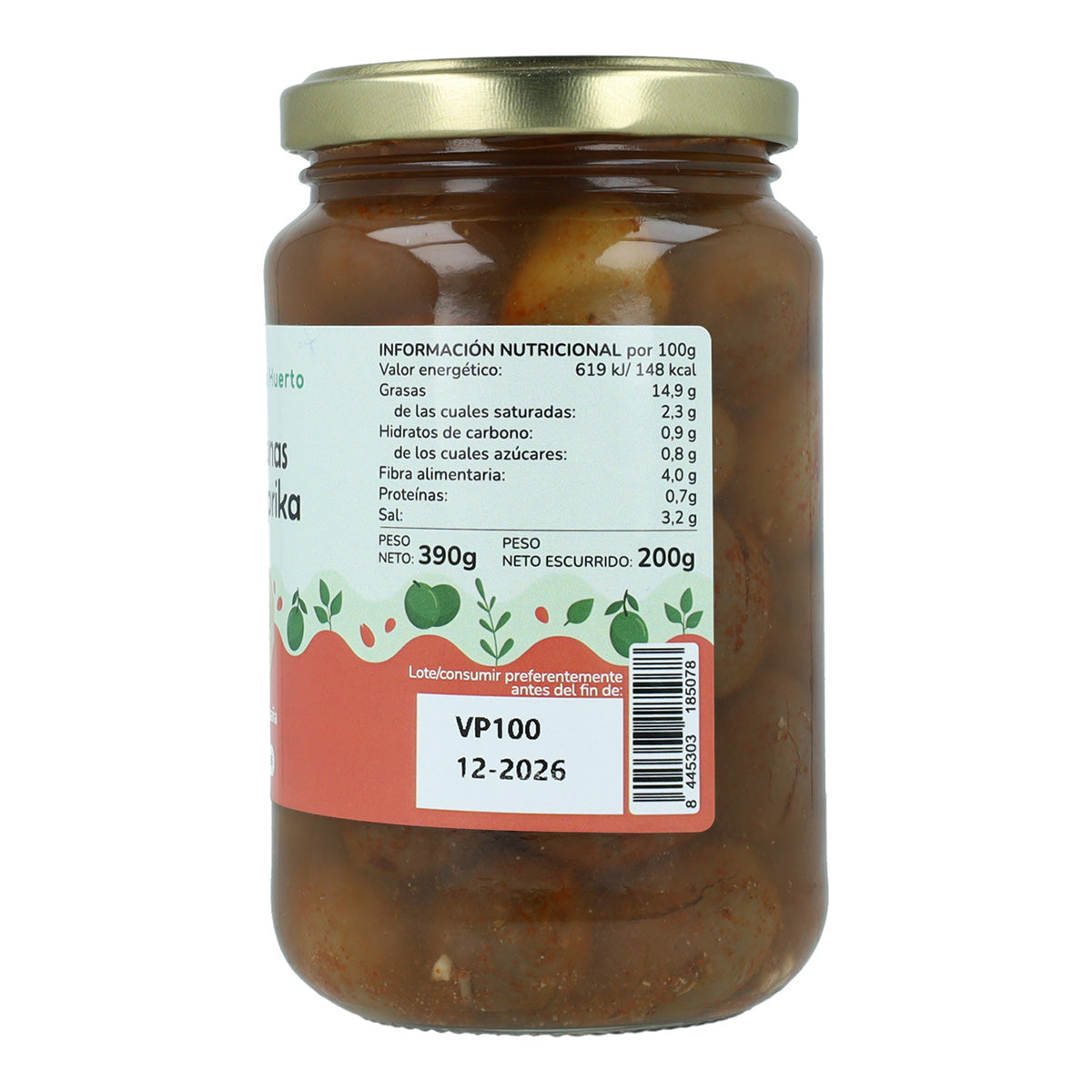 Grüne Oliven mit Paprika Eco Planeta Huerto 390 g