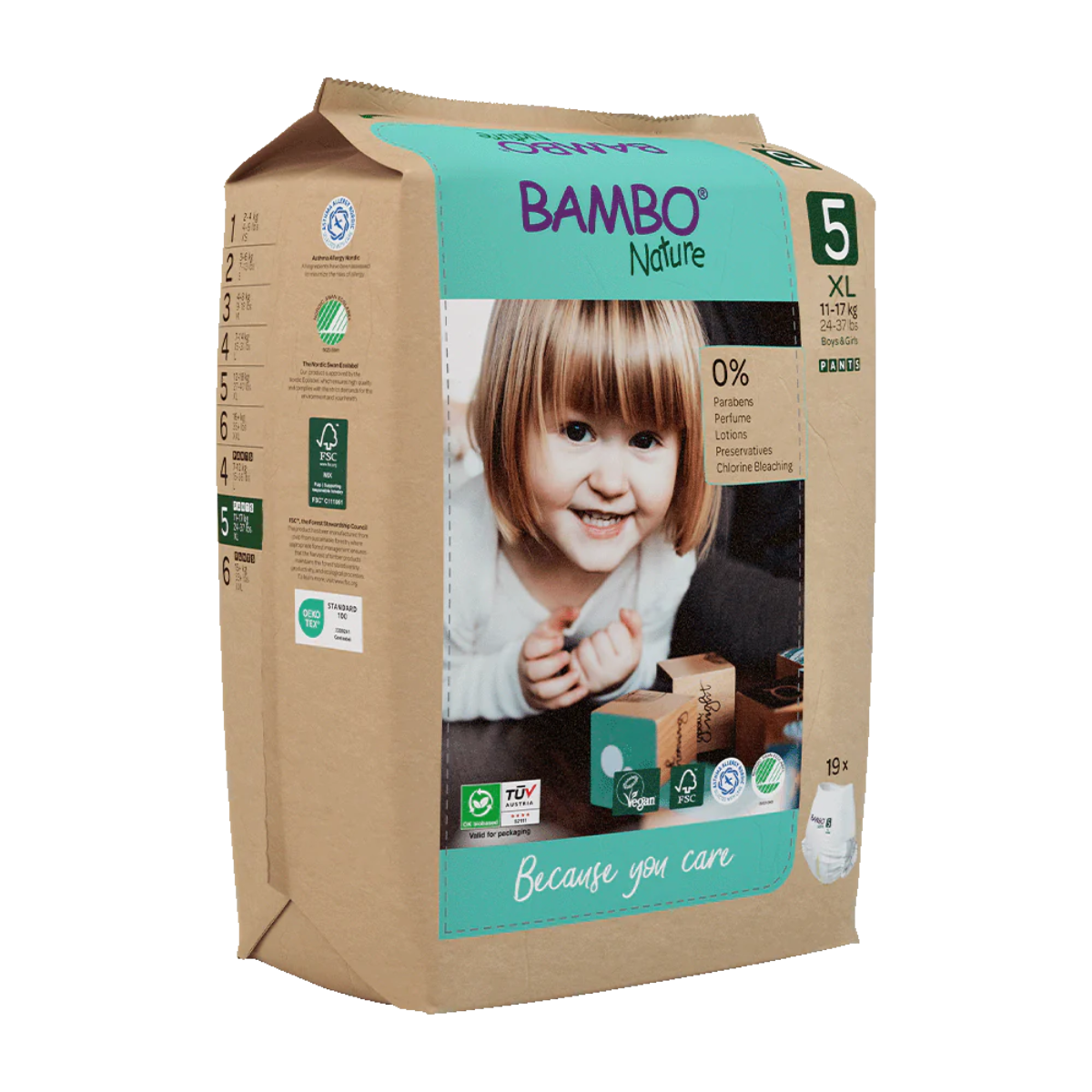 Couches-culottes T5 (11-17 kg) 19 unités Bambo Nature