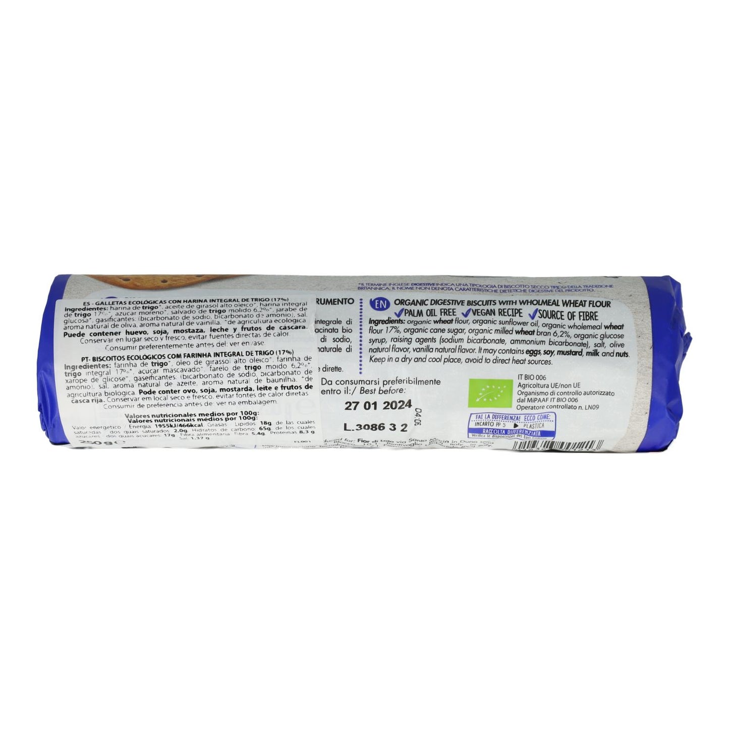 Biscuits Digestive Tube Fior di loto 250 g