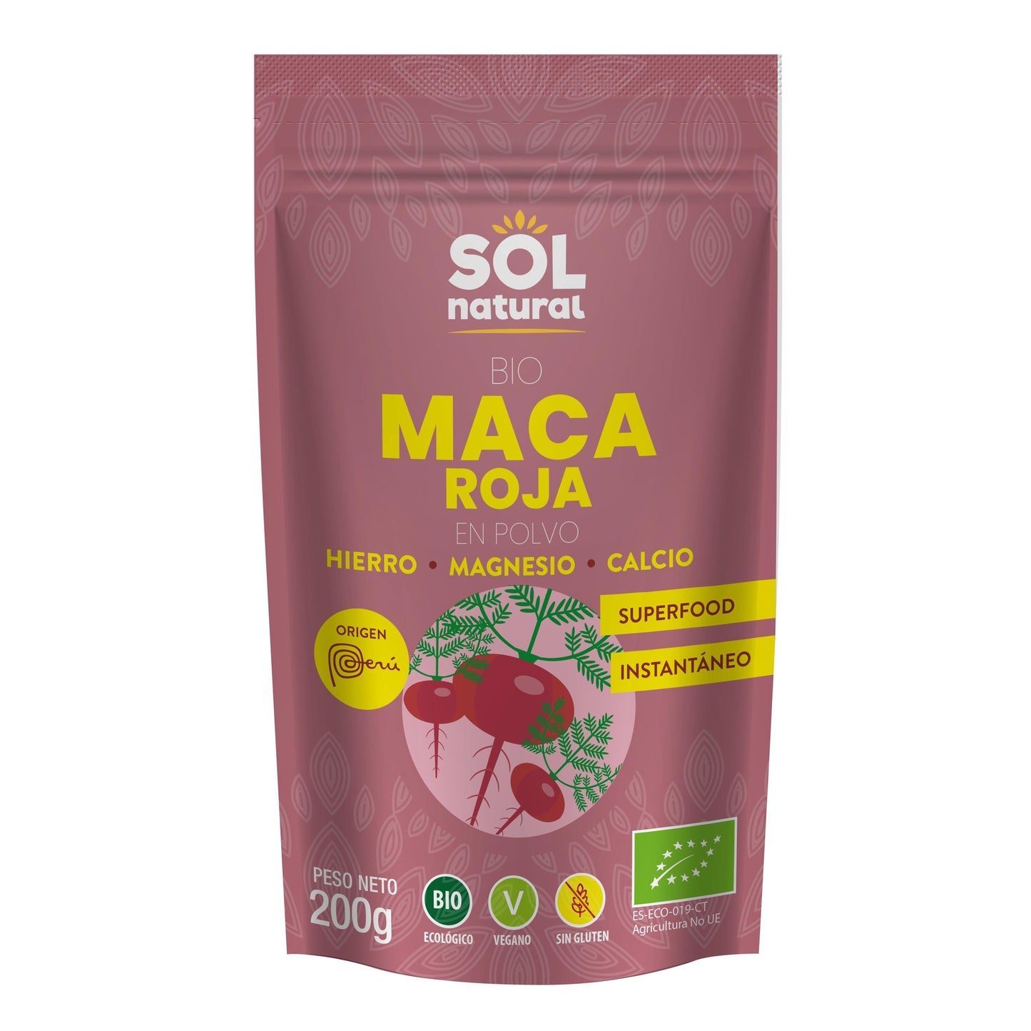 Biologisch rood maca-poeder Sol Natural 200 g