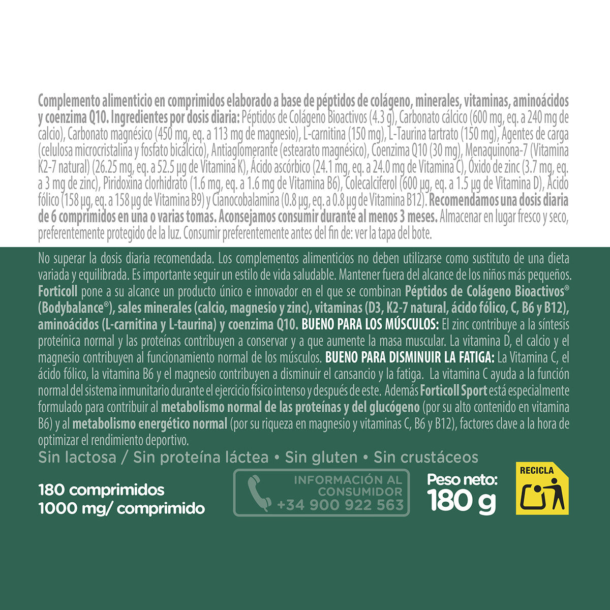 Forticoll Bioactive Collagen Sport, 180 tablets