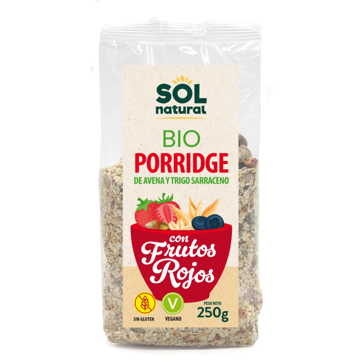 Owsianka z kaszy gryczanej z płatkami owsianymi i czerwonymi owocami BIO Sol Natural 250 g
