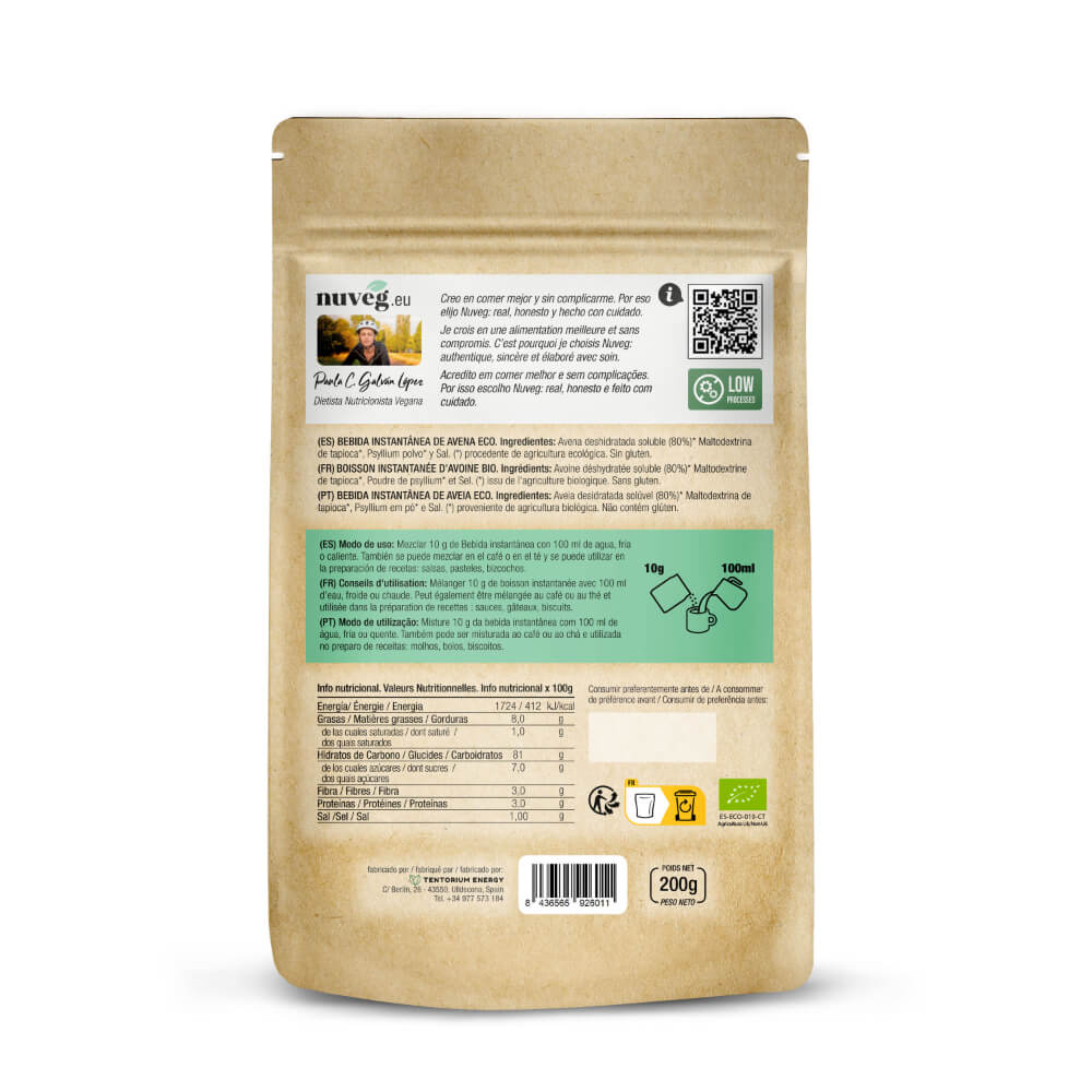 Napój owsiany ECO w proszku Nuveg 200 g na 2,5 litra