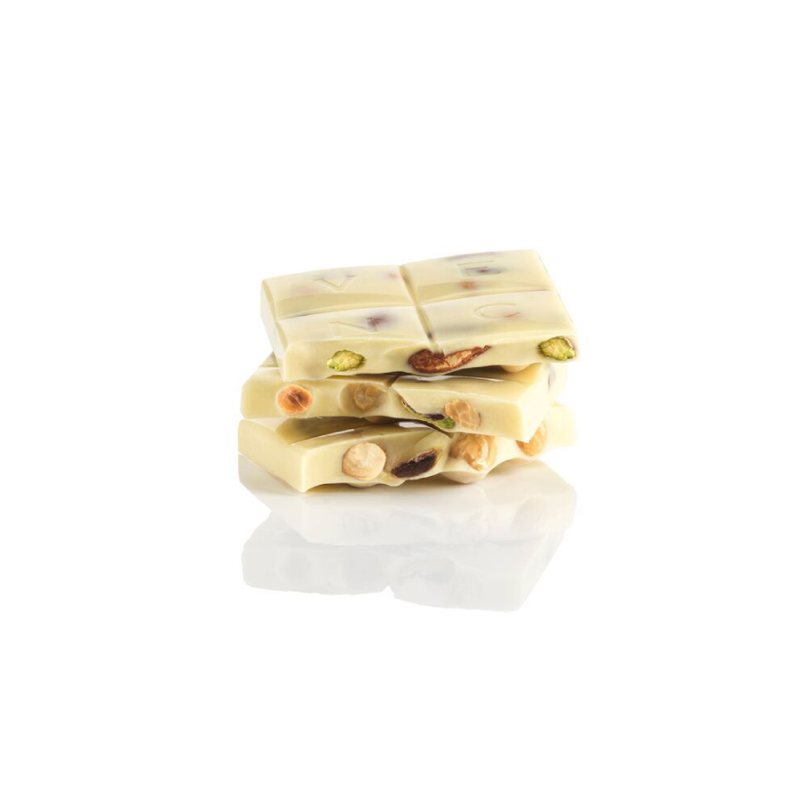 Tableta de chocolate blanco con avellanas enteras IGP Piamonte, pistacho y almendras Venchi 95 g