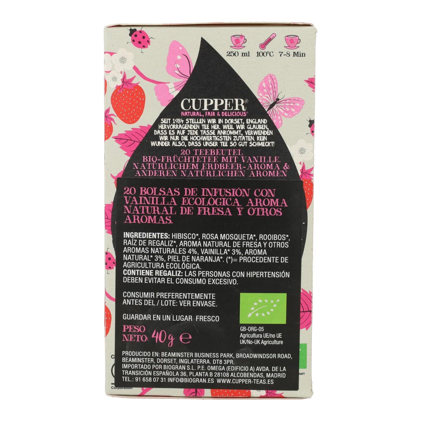 Cupper Organic Strawberry and Vanilla Tea 20 Bags