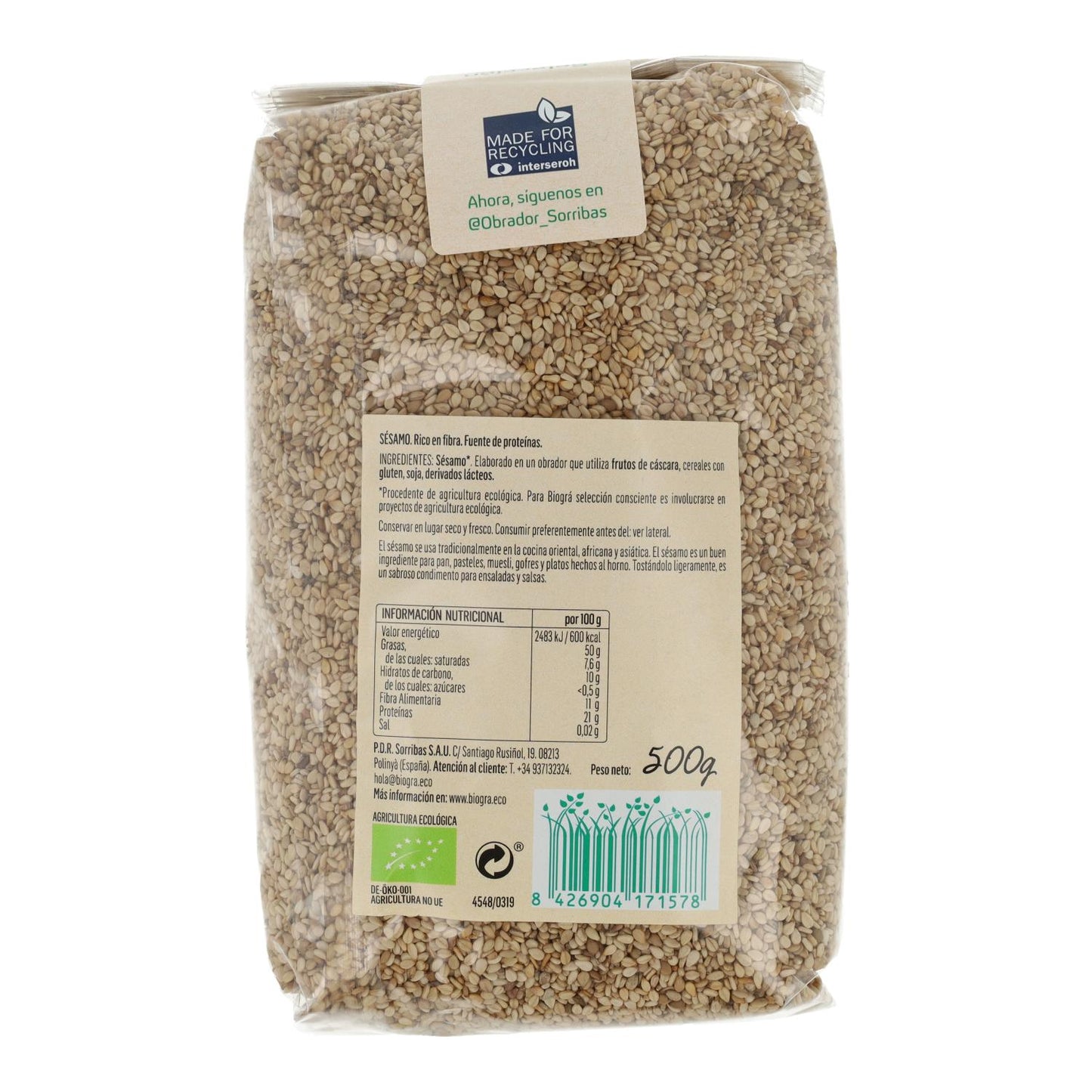 Ekologisk rå sesam Biográ 500 g