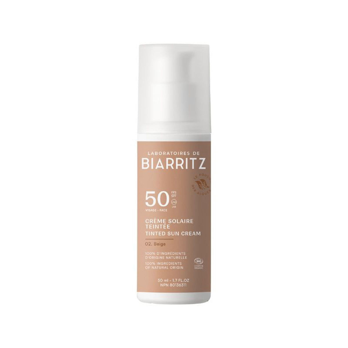 Ansiktskräm med färg och solskydd SPF50 Beige, Laboratories Biarrtiz, 50 ml